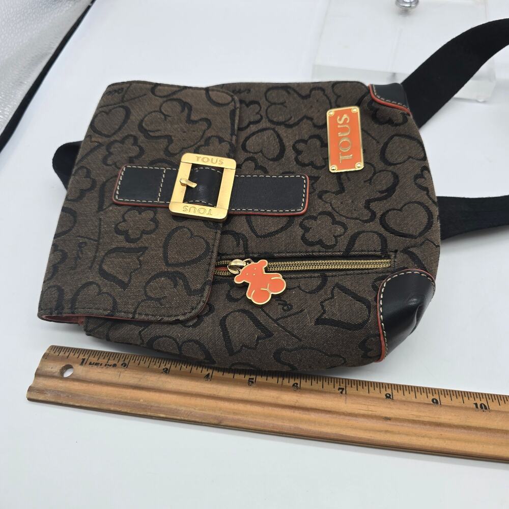 Tous Brown and Black Monogram Crossbody Bag with Gold Hardware - Picture 5 of 6